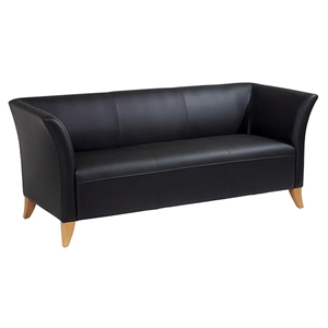 Black Leather Sofa with Custom Finish Feet 