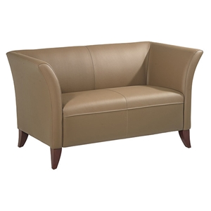 Contemporary Loveseat with Cherry Finished Feet 