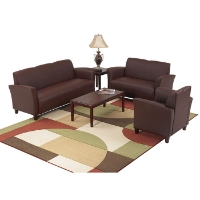 Breeze Armchair, Loveseat, and Sofa Set in Wine Eco-Leather