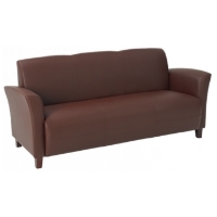 Breeze Contemporary Eco-Leather Sofa with Cherry Finished Feet