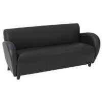 Eleganza Black Eco-Leather Sofa with Mahogany Finished Feet