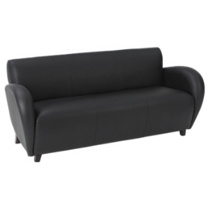 Eleganza Black Eco-Leather Sofa with Mahogany Finished Feet 