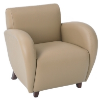 Eleganza Taupe Eco-Leather Club Chair with Curved Arms