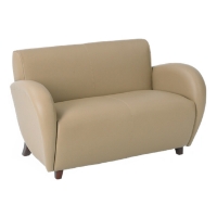 Eleganza Curved Arms Loveseat in Taupe Eco-Leather
