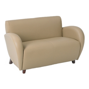 Eleganza Curved Arms Loveseat in Taupe Eco-Leather 