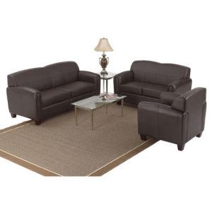 Pillar Armchair, Loveseat, and Sofa Set in Espresso 