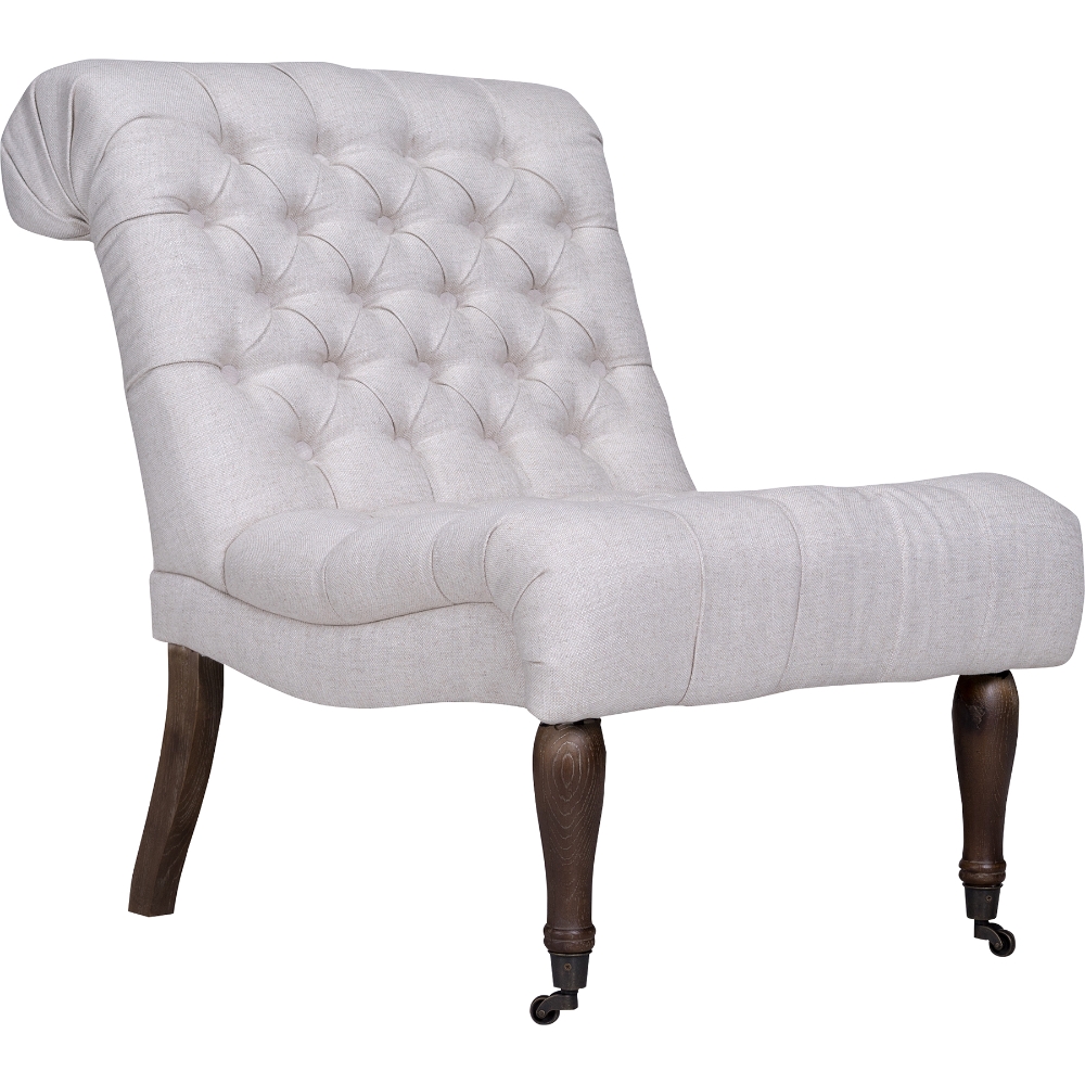 Braxton Armless Slipper Chair - Button Tufted, Brussels Linen | DCG Stores