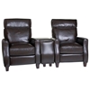 Venice 3 Piece Home Theater Seating - Baron Chocolate Leather - OHF-8900-22BARCHC