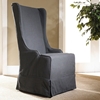 Atlantic Beach Dining Chair - Charcoal Gray Linen Slipcover - PAD-ATL12-C44