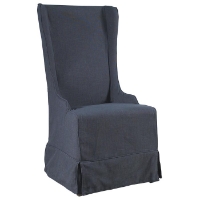 Atlantic Beach Dining Chair - Charcoal Gray Linen Slipcover