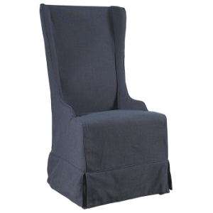 Atlantic Beach Dining Chair - Charcoal Gray Linen Slipcover 