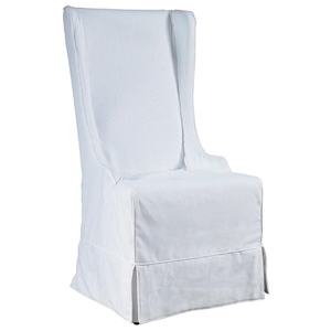 Atlantic Beach Dining Chair - Sun Bleached White Linen Slipcover 