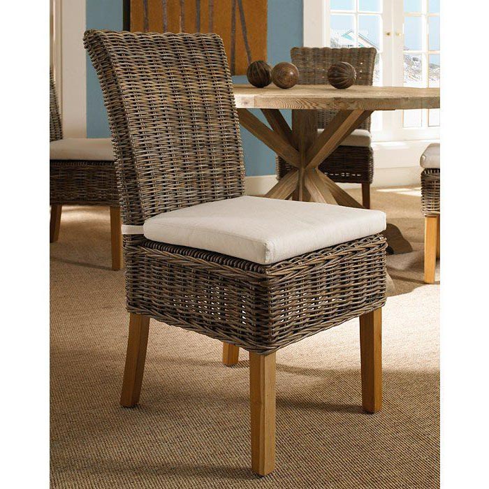 Boca Dining Chair - White Cushion, Gray Kubu Rattan Wicker | DCG Stores