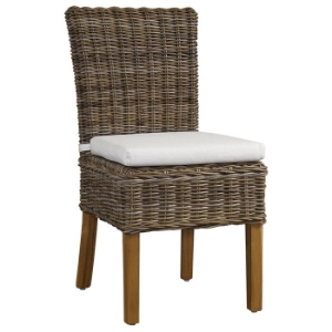 Boca Dining Chair - White Cushion, Gray Kubu Rattan Wicker 