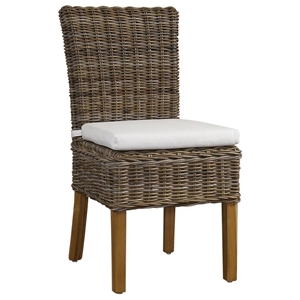 Boca Dining Chair - White Cushion, Gray Kubu Rattan Wicker 