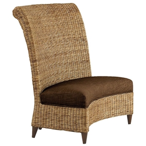 Bayside Dining Settee - Roll Back, Cushion, Abaca Weave 