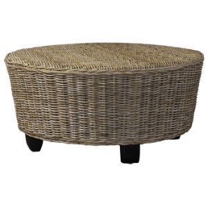 Hotel Caribe Round Ottoman / Coffee Table - Gray Kubu Wicker 