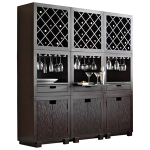 Modulare Wooden Wine Cabinet - Dark Mahogany 