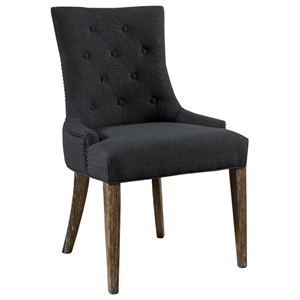 Myrtle Beach Dining Chair - Button Tufts, Charcoal Linen 