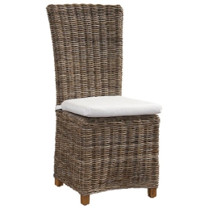 Nico Dining Chair - White Cushion, Gray Kubu Rattan Wicker 