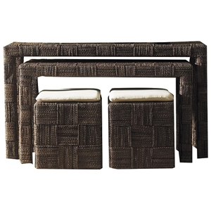 Nesting Console Table and Ottoman Set - Abaca Twist 