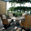48" Round Chat Table - Mosaic Top, Rattan Weave, Cast Stone - PAD-OL-WAVTOP-48-OL-VST05BASE