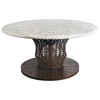 48" Round Chat Table - Mosaic Top, Rattan Weave, Cast Stone - PAD-OL-WAVTOP-48-OL-VST05BASE