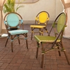 Paris Bistro Chair - Brown Rattan Frame, Yellow (Set of 2) - PAD-PBA12-YLW-S-2