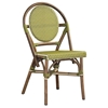 Paris Bistro Chair - Brown Rattan Frame, Green (Set of 2) - PAD-PBA12-GRN-S-2