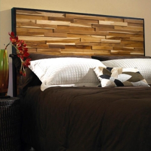 Reclaimed Teak Wood Headboard - Natural, Dark Stained Frame 