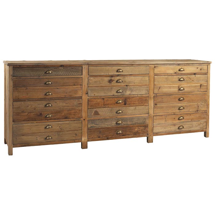 Salvaged Wood Printmaker's Sideboard - 12 Drawers DCG Stores