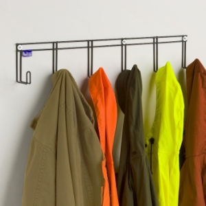 Coat Rack - 6 Hooks, Coated Wire, Black 