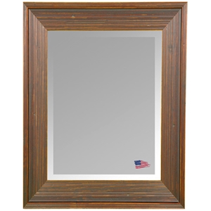 Wall Mirror - Barnwood Brown & Cinnamon Frame, Beveled Glass 
