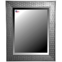 Wall Mirror - Bricks Patterned Black Frame, Beveled Glass