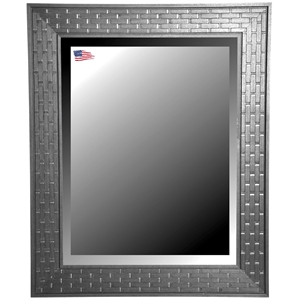 Wall Mirror - Bricks Patterned Black Frame, Beveled Glass 
