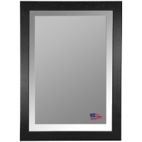 Wall Mirror - Black Leather Frame, Beveled Glass