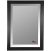 Wall Mirror - Black Leather Frame, Beveled Glass - RAY-R012