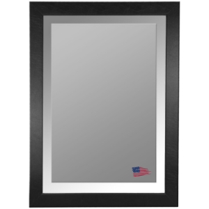 Wall Mirror - Black Leather Frame, Beveled Glass 