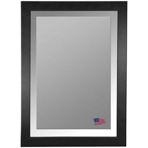 Wall Mirror - Black Leather Frame, Beveled Glass 
