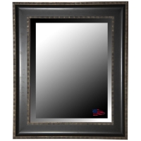 Wall Mirror - Black & Silver Caged Trim Frame, Beveled Glass