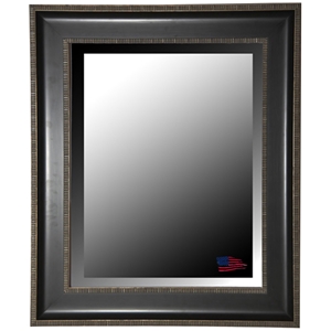 Wall Mirror - Black & Silver Caged Trim Frame, Beveled Glass 