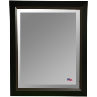 Hanging Mirror - Black Frame, Brown Wood Lining, Beveled Glass