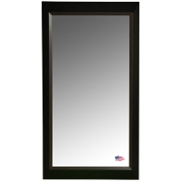 Rectangular Mirror - Black Frame, Brown Wood Lining