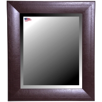 Hanging Mirror - Espresso Leather Frame, Beveled Glass