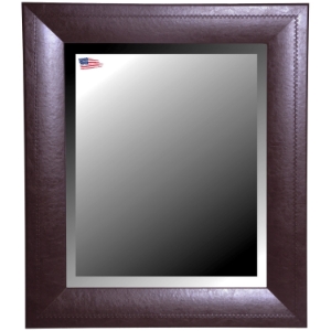Hanging Mirror - Espresso Leather Frame, Beveled Glass 