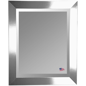 Contemporary Hanging Mirror - Thick Silver Frame, Beveled Glass 