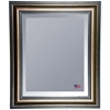 Hanging Mirror - Stepped Antiqued Silver & Black Frame, Beveled Glass - RAY-R007