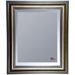 Hanging Mirror - Stepped Antiqued Silver & Black Frame, Beveled Glass 