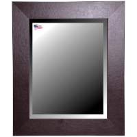 Wall Mirror - Wide Brown Leather Frame, Beveled Glass