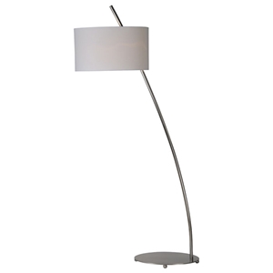 Valencia Floor Lamp - Satin Nickel, Metal, Oval Linen Shade 